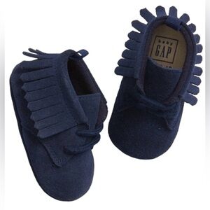 0-3 Months Baby Gap Navy Fringe Soft Bottom Moccasins